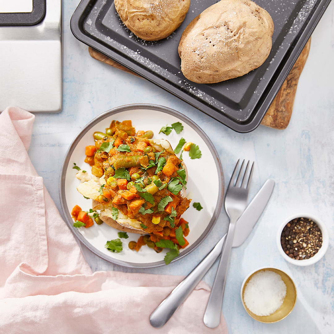 Jacket Potatoes with Veg Curry